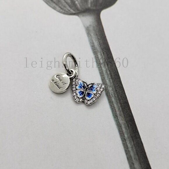 Pandora Blue Butterfly & Quote Double Dangle Charm - Picture 2 of 6